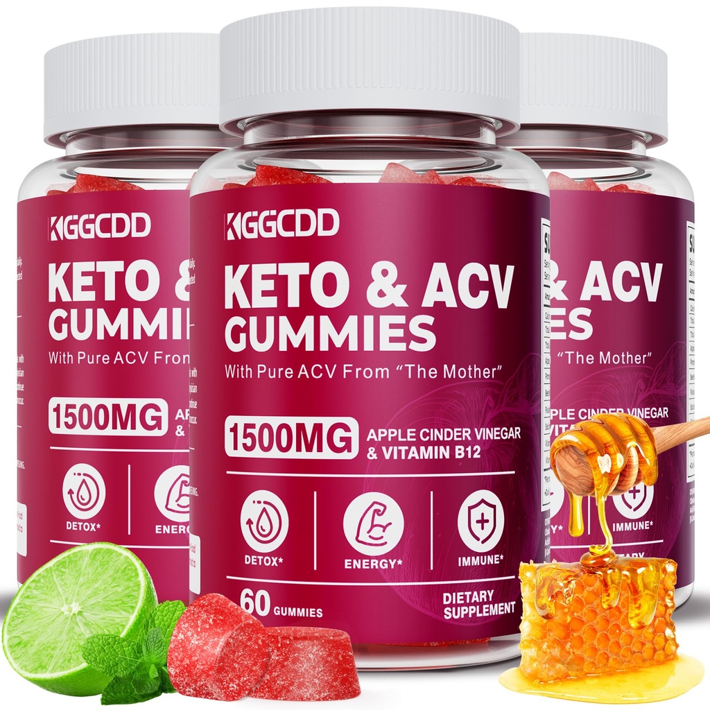 (3 Pack) Keto ACV Gummies Extreme 1500MG Keto Gummies Æble Cider Vineddike Formuleret med Pomegranat Beet Juice Powder B12 Vegan Non GMO 180 Gummys