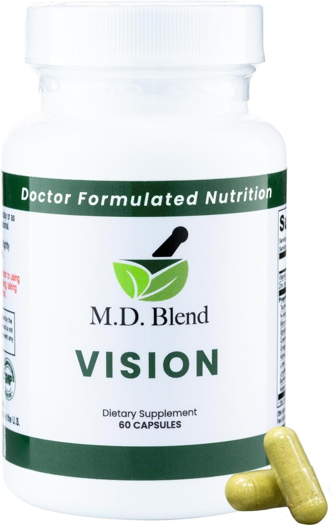 Vision - Ekspert Formuleret - Natural Robust Blend for Eye Wellness - med Lutein, Zeaxanthin, Astaxanthin, Zink, Thiamin, Vitamin A & C - 30 kapsler (1 pakke)