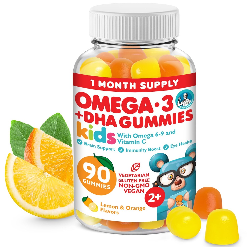 DR. MORITZ Vegan Omega 3 Gummies for Kids and Toddlers (90 Greve), Omega 3 Kids Gummies for Brain and Heart Health, No Fish Oil and Gluten Free