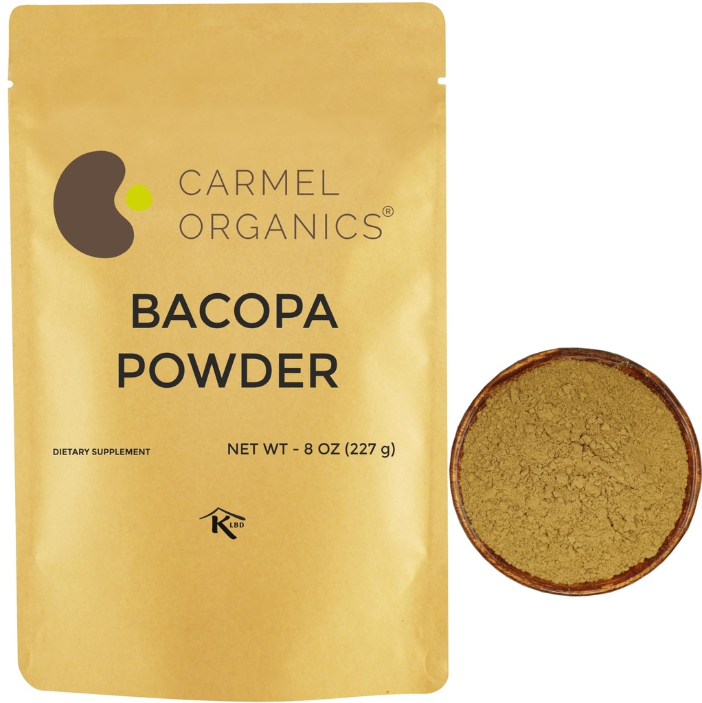CARMEL ORGANICS Bacopa Monnieri / Brahmi Powder Б124; 8 Ounce or 0.5 Lb / 227 Grams (Pack of 1) Б124; Natural and Pure Bacopa Powder Non- GMO Б124; No added Preservative