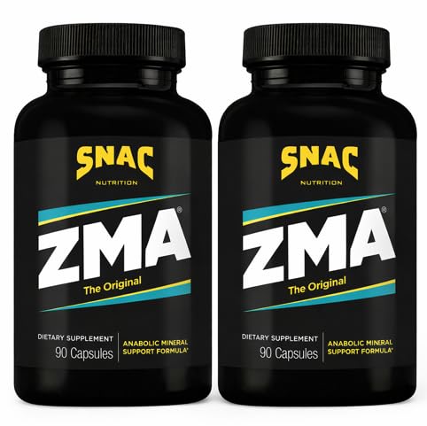 SNAC ZMA Den oprindelige inddrivelse & dvaletilskud, fremmer muskel inddrivelse, immunforsvar & genoprettende søvn med zink, Magnesium & vitamin B6, 180 Veggie kapsler (2 pakke med 90 Tæl)