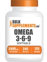 BulkSupplements.com Omega 3-6-9 Softgels - Triple Omega supplement, fra Flaxseed, Aften Primrose & Fish Oil- 2 Softgels per Serving, 240 Greve (pakke med 1)