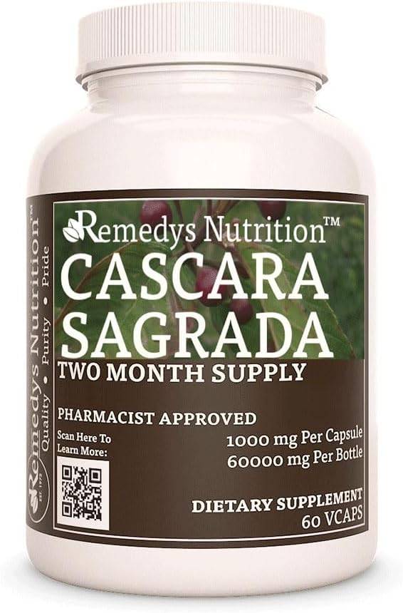 Remedys ernæring Cascara Sagrada 1. 000 mg, 60 Vegankapsler Urtetøj Kosttilskud 1. 4; To måneder Tilgang
