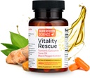 Vitality Rescue, Fish Oil DHA EPA Omega 3 og gurkemeje supplement w / Bioperine, CurcuWin 46X Superior Absorption Curcumin til støtte Workout Inddrivelse, Fælles, Muskel, Cardio & Brain Sundhed, 30 kapsler