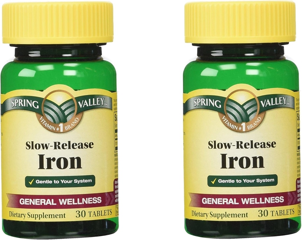 Spring Valley Slow Release Iron, 30 tabletter (2 pakker)