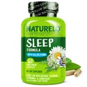 NATURELO Sleep Aid - med Melatonin, Magnesium, GABA, Valerian Root, Lemon Balm, Kamille Herbal Ekstrakter - Plantbaseret Sleeping Aid - 60 Vegansk Kapsler