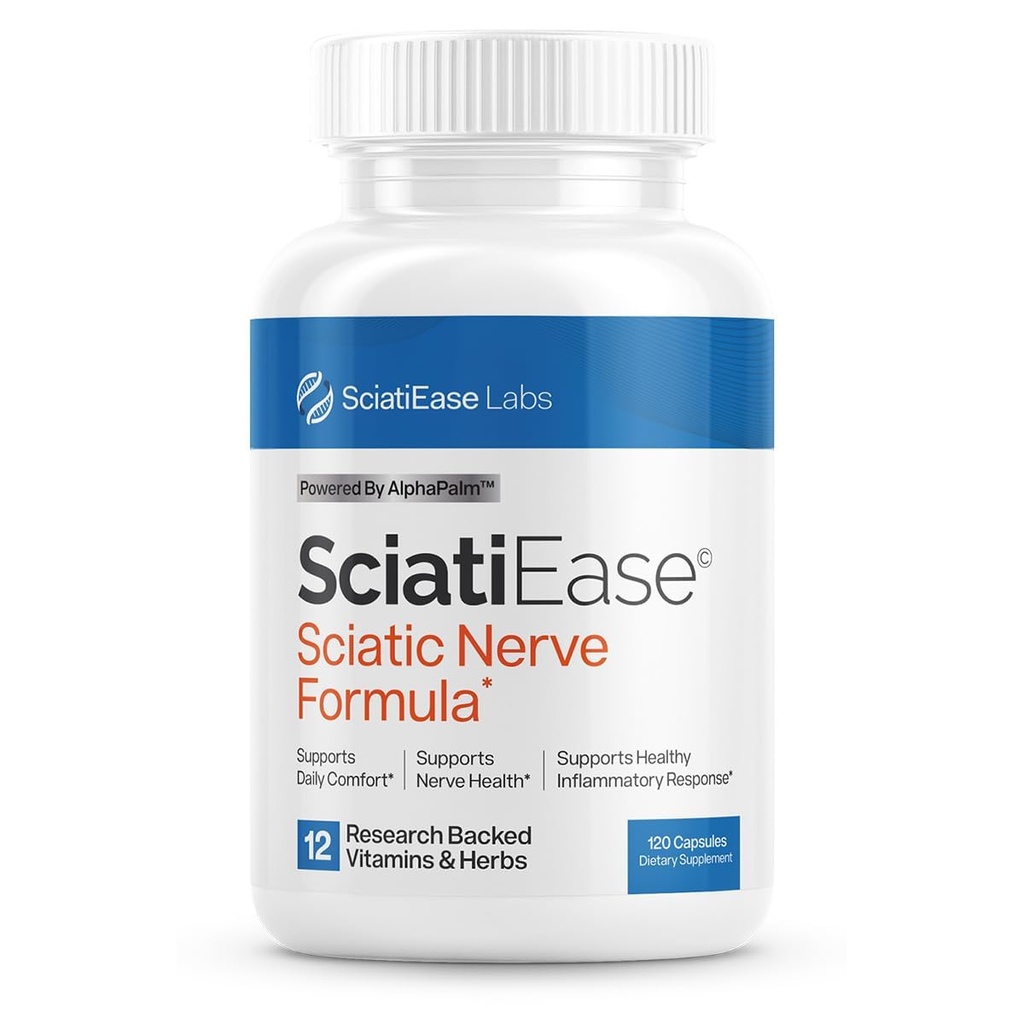SciatiEase SciatiEase Sciatic Nerve Health Support Supplement - Nerve Support Formel med AlphaPalm, Pea, Vitamin B Complex, Alpha Lipoic Acid 300mg - 120 kapsler