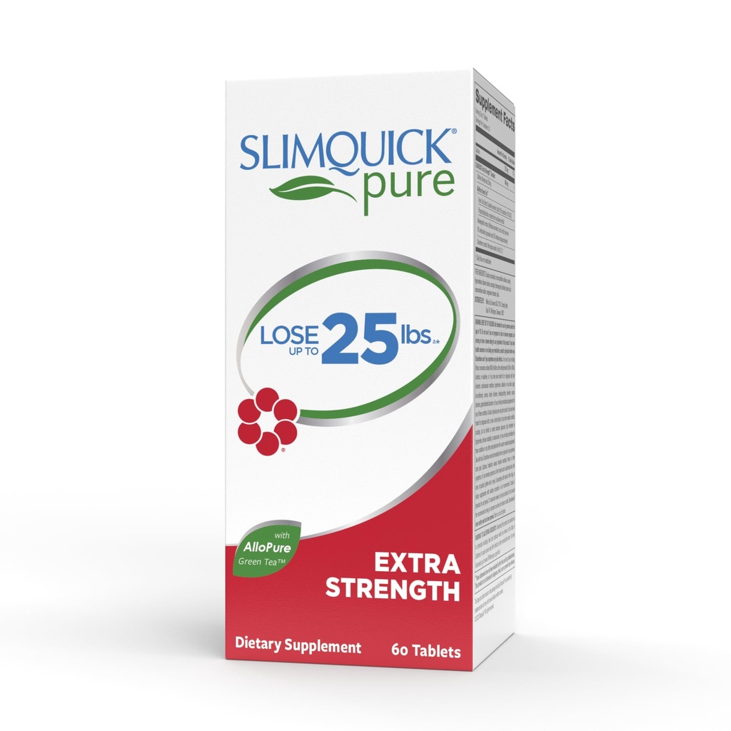 Slimquick Pure 3x Extra Strength Pill for Kvinder, Hjælper Opnå Vægt Mål, Hjælper Metabolisme, Lose Overskydende Vand, Holder fuld for længere med Green Tea Extract, Caste Tree, Koffein, MCT Oil - 60 Greve