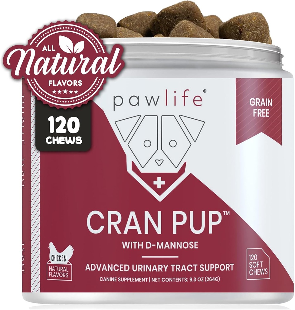 Cranberry Kosttilskud til hunde; Urinary Tract & Brege Support; 124; D Mannose & Antioxidanter til støtte af 124; 120 Veterinarian Formuleret Soft Chews