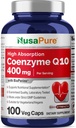 NusaPure CoQ10 400mg 100 Veggie Caps (Vegan, non- GMO) Coenzym Q10 Supplement, Antioxidant COQ- 10 Enzyme, Coq 10