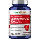 NusaPure CoQ10 400mg 100 Veggie Caps (Vegan, non- GMO) Coenzym Q10 Supplement, Antioxidant COQ- 10 Enzyme, Coq 10