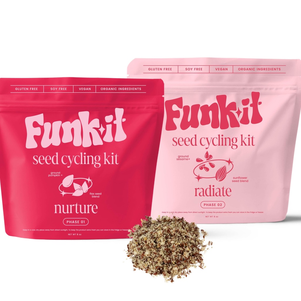 Funk It Wellness Seed Cykelsæt 124; Organic PMS Relief Measures 124; Monthly Supply Measures 124; Soothe Cramps, Hormonal Acne, Mood Swings og General PMS Measures 124; Natural Measures 124; PMS Relief PMS PMDD Support Measures 124; 100% Plantebaseret