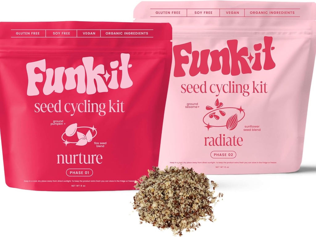 Funk It Wellness Seed Cykelsæt 124; Organic PMS Relief Measures 124; Monthly Supply Measures 124; Soothe Cramps, Hormonal Acne, Mood Swings og General PMS Measures 124; Natural Measures 124; PMS Relief PMS PMDD Support Measures 124; 100% Plantebaseret