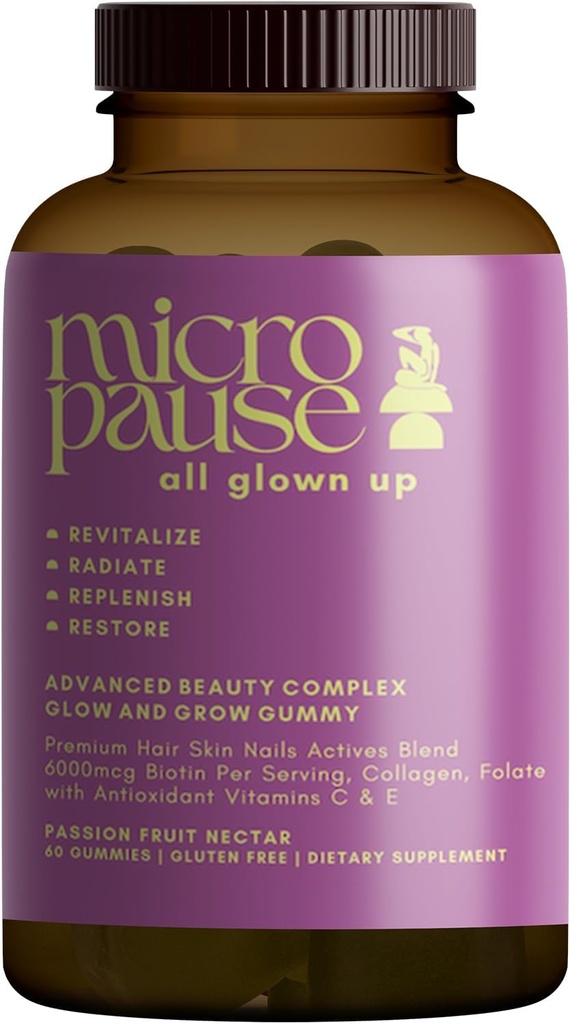 Alle Glown Up Advanced Beauty Complex Glow and Grow Gummies med Biotin, Collagen, og Antioxidant Vitaminer A, C, og E for hår, hud og negle.