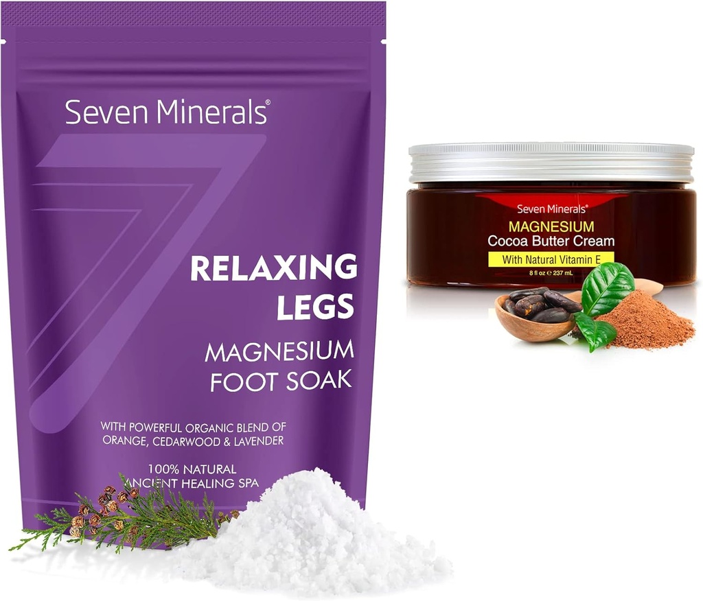 Syv mineraler Afslappende ben Magnesium Flager & Naturlig Cream