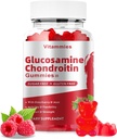 Glucosamin Chondroitin Gummies med MSM & Elderberry Extra Strength - Joint Support, Antioxidant Immunsupport for voksne, Mænd & Kvinder Min, coenzym Q10, DHA - 60 Raspberry Gummies