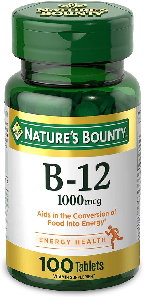 Nature's Bounty Vitamin B12, Supports Energy Metabolism, 1000 mcg, 100 Count,.