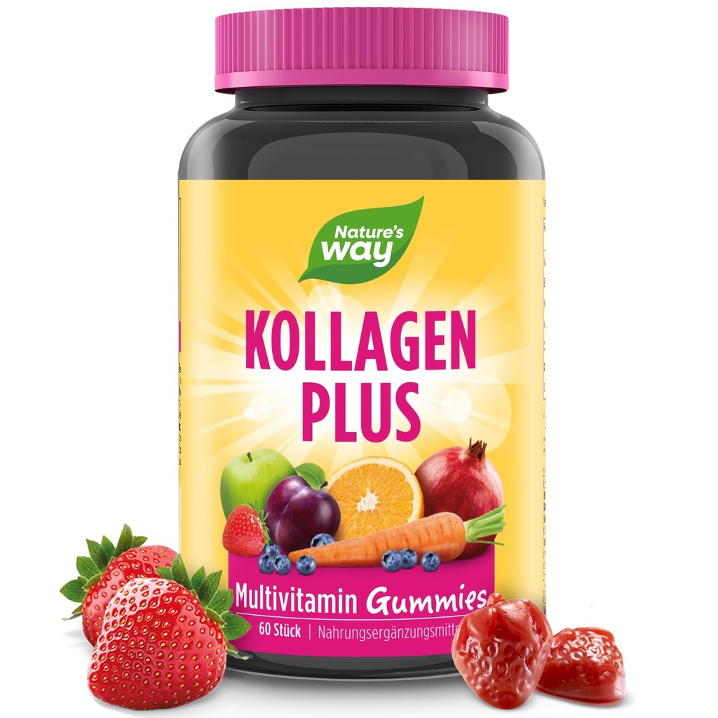 Naturen er i live! Hår, Hud & Nails Premium Gummies, Skønhed Formel *, med Collagen, Biotin, Vitaminer C & E, Jordbærsmag, 60 Gummies