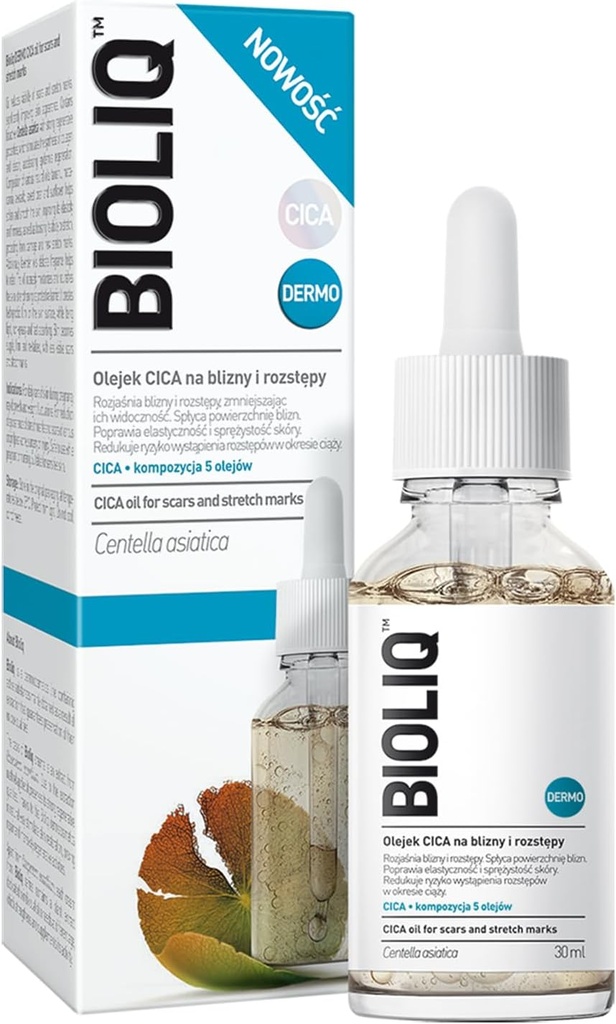 Bioliq - Dermo CICA Olie til biler og Stretch Marks - Reducerer sigtbarhed, forbedrer elasticitet under graviditet, 5 olier - 30ml
