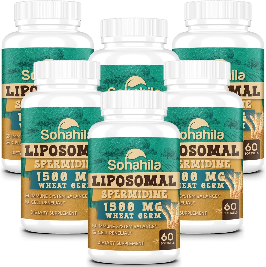 Spermidin Supplement 15 MG - 99% Renhed, Høj Absorption, 1500 MG Gæret Hvede Germ Extract med Zink & Thiamin, Spermidin til mænd og kvinder - Cellular Fornyelse, Aging Defense, Energy, 360 Softgel