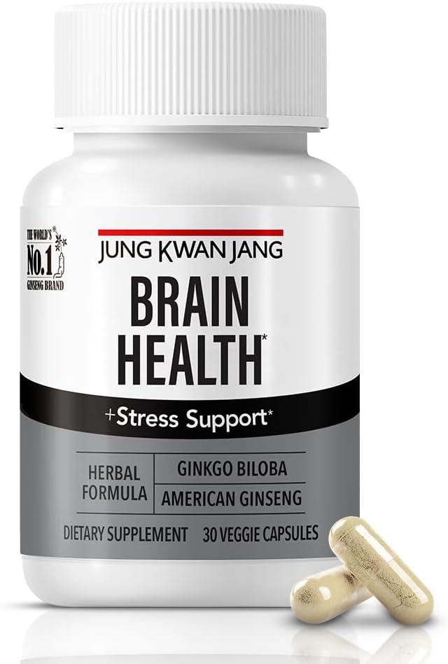JUNG KWAN JANG Ginkgo Biloba Kosttilskud med amerikansk Ginseng til hjerne sundhed formel, hukommelse ekstra styrke, Focus Booster, fremme kognitiv funktion - 30 kapsler til mænd og kvinder