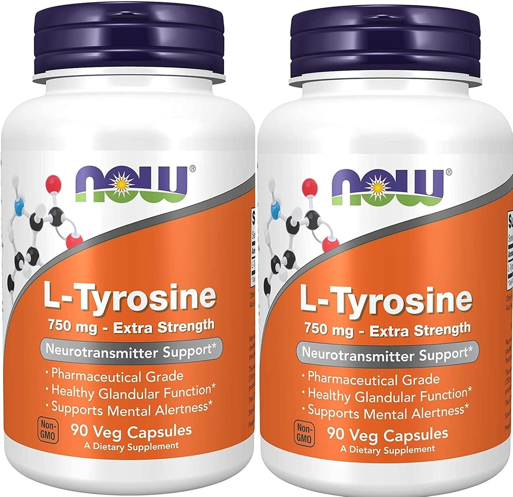 Nu fødevarer: L- Tyrosine Neurotransmitter Support 750 mg, 90 Caps (2 pakke)