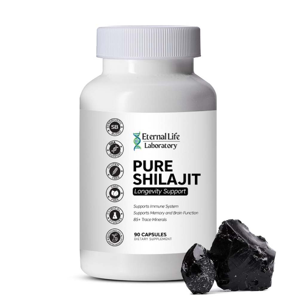 100% Pure Shilajit, Organic Himalayan Shilajit for Mænd & Kvinder, 85 + Trace Minerals Rich in Fulvic Acid Shilajit Supplement for Energy & Immune System 1000mg 90 Greve