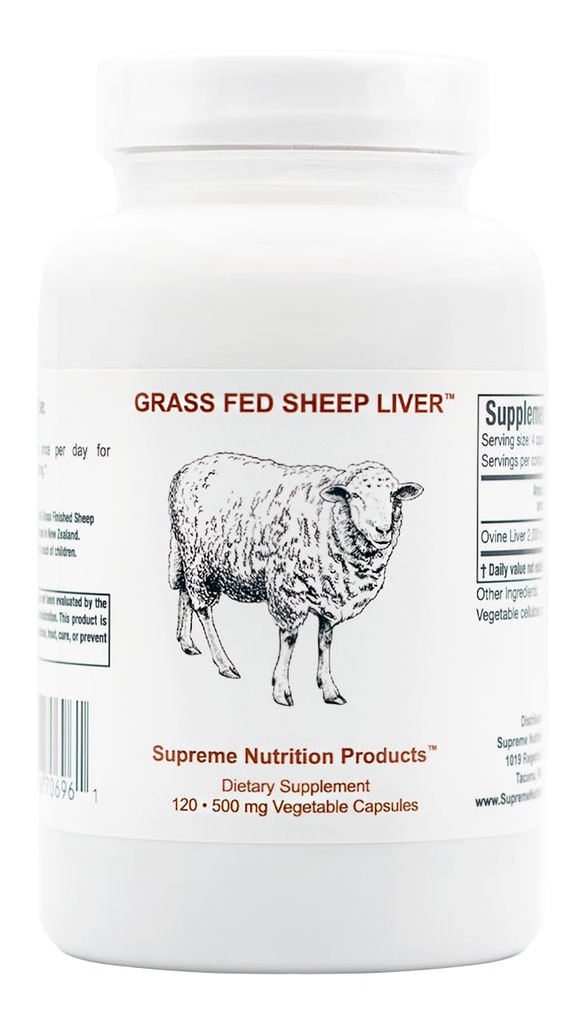 Højeste ernæring Græs Fed Får Lever, 120 Pure Ovine Lever Kapsler