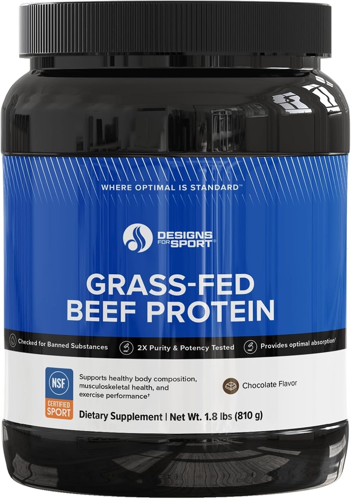 Design til Sport Beef Protein Powder - NSF Certified for Sport Hydrolyzed Protein - Højt Absorberbare med Aminosyrer, Collagen Precursors - Bone Broth Protein til atleter (Chokolade, 30 Servere)