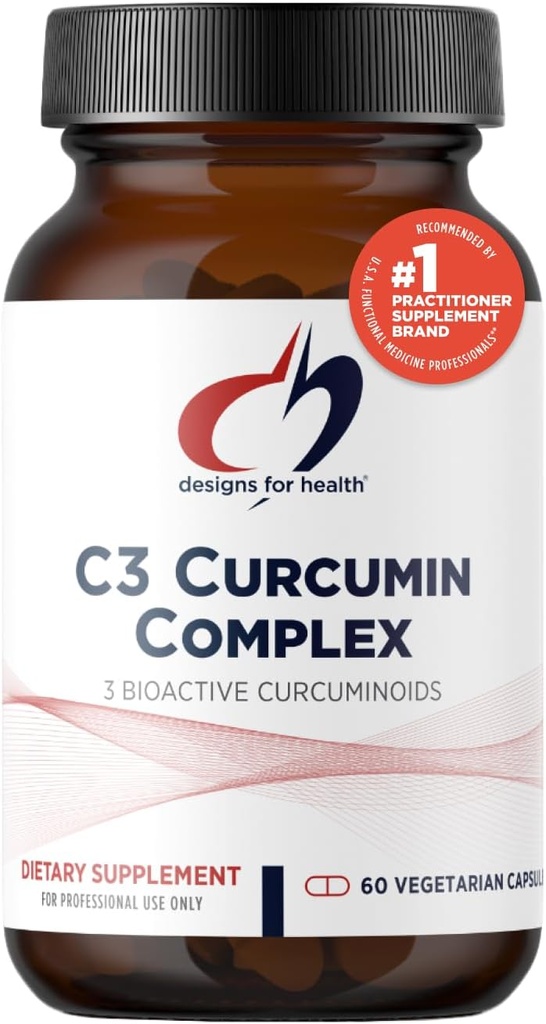 Design til sundhed C3 Curcumin Complex - stærkt biotilgængelig Curcuminoid gurkemeje supplement, 400mg med 3 bioaktive Curcuminoider - non-GMO, Gluten- Free + Vegetarian (60 kapsler)