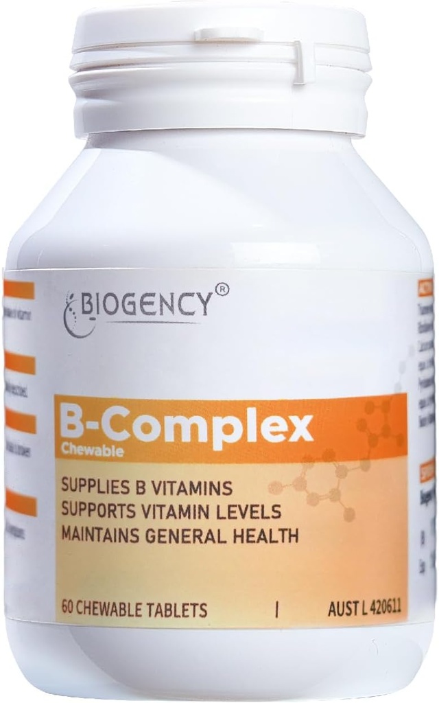 B- Complex Kosttilskud - Indeholder alle B vitaminer herunder B12, B1, B2, B5, B6, B7, folinsyre til energistøtte Stress Relief Immunity Enhancement, 1 Pack 60 tabletter