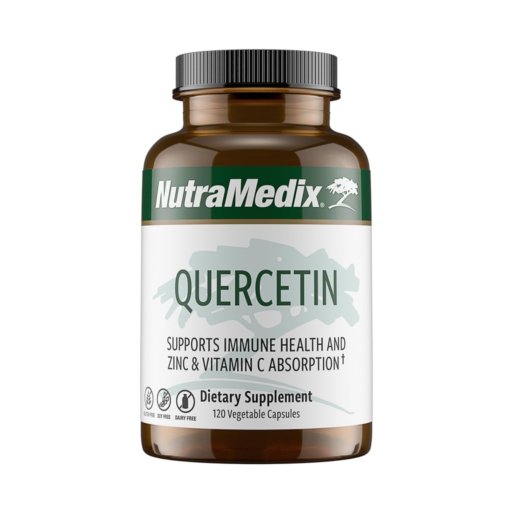 NutraMedix Quercetin - Quercetin 500mg kapsler - Antioxidant & immunsupporttilskud til hjertesygdomme - Hjælpemidler i zink & C-vitamin Absorption (120 Vegetariske kapsler)