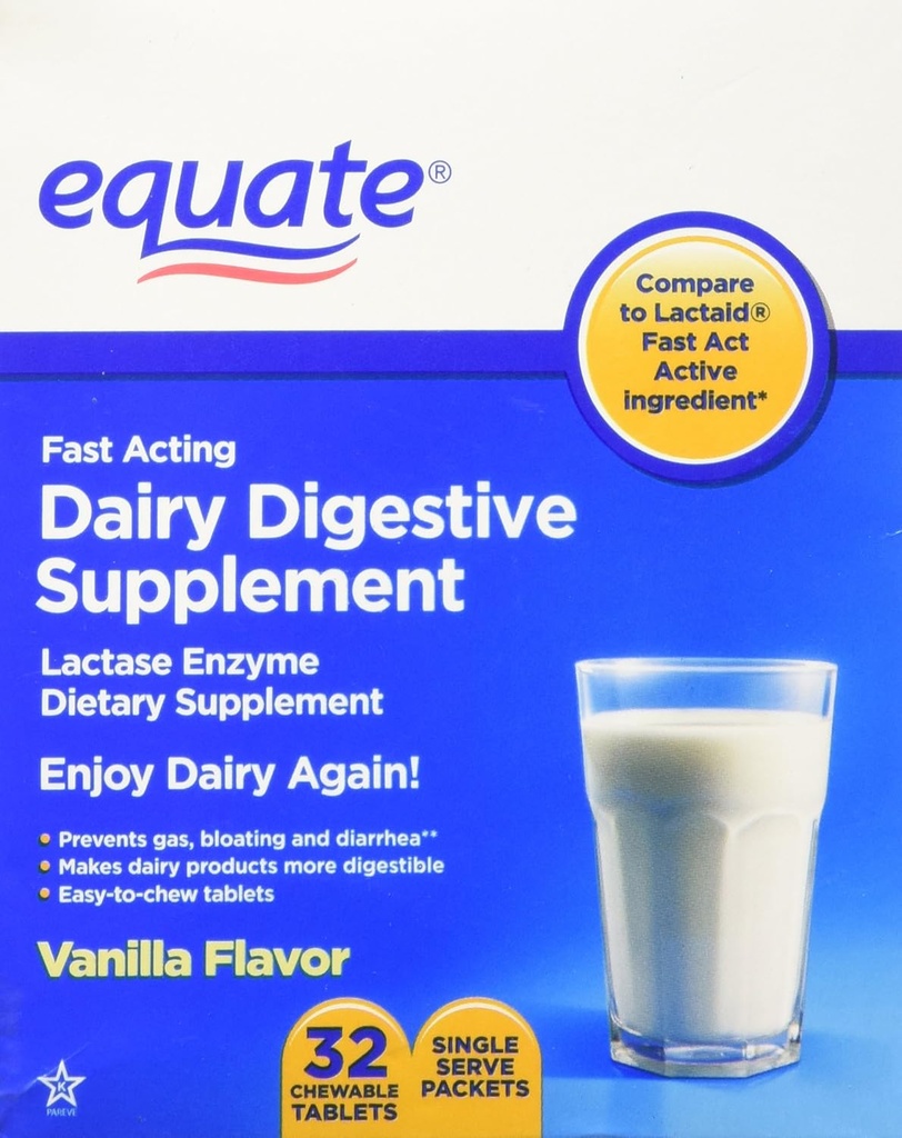 Equate - Dairy fordøjelsestillæg, 32 tyggetabletter