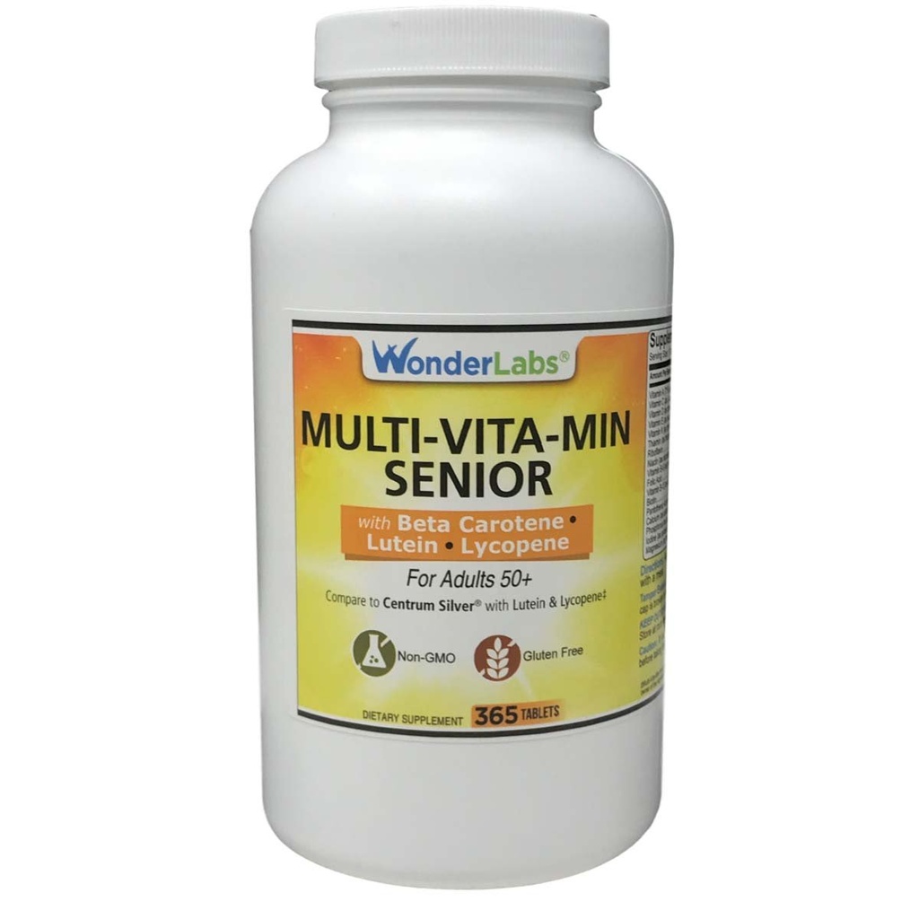 Multi- Vitamin Multi- Mineral Sammenlign med Centrum Sølv ® Multivitamin Multimineral med Beta Caroten Især for voksne 50 Plus - 365 tabletter # 2914