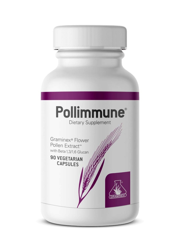 Graminex Pollimmune 500mg Beta 1,3/1,6 Glucan (Baker's Yeast) and Flower Pollen Extract Antioxidant Formula, Natural Immune System Support Supplement & Energy Booster - 90 Vegetarian Capsules