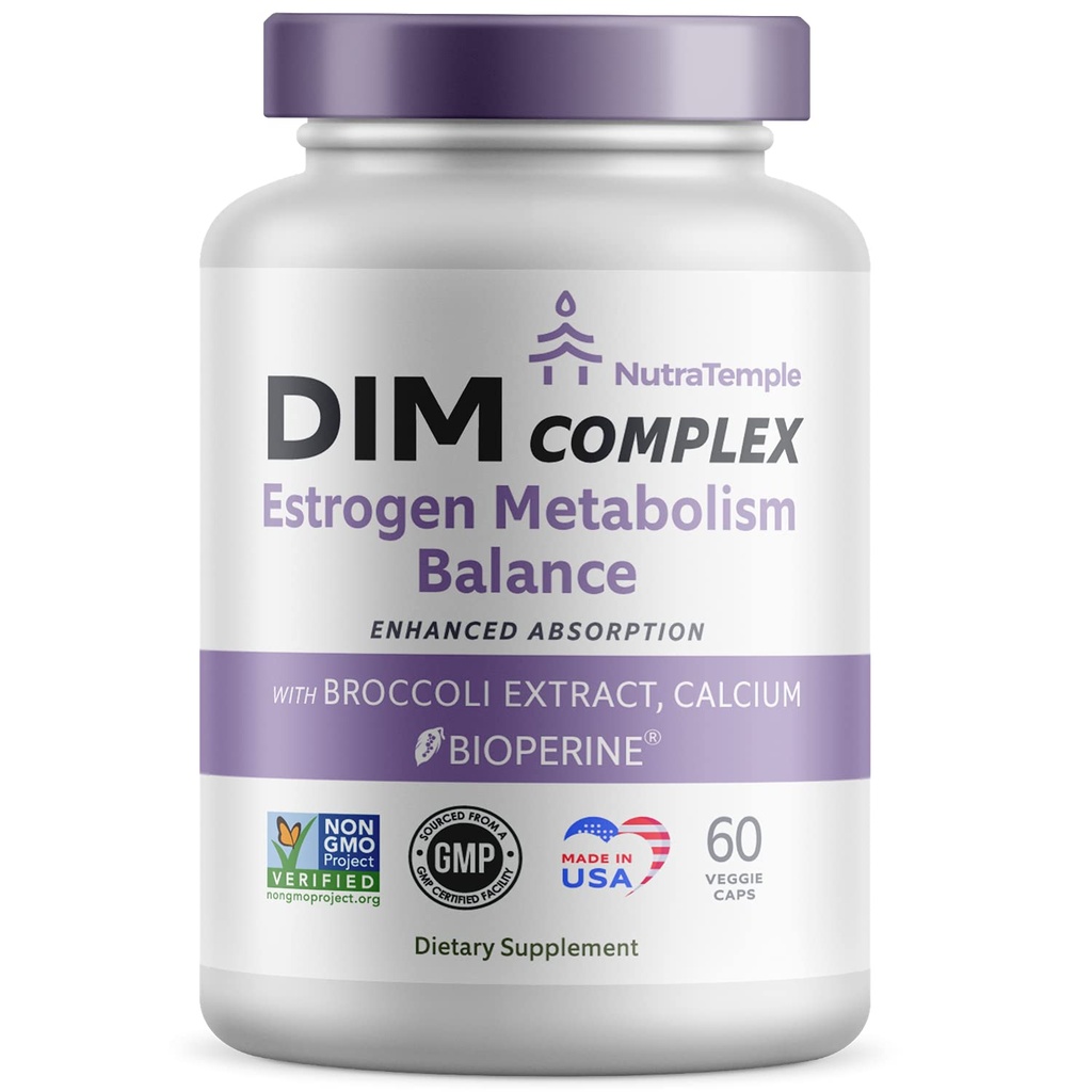 Dim supplement [Forbedret Absorption med Bioperine, Brocolli, Calcium] Diindolylmethan Hormonal balance for kvinder & mænd, østrogen Metabolisme, menopause support & stress Relief piller
