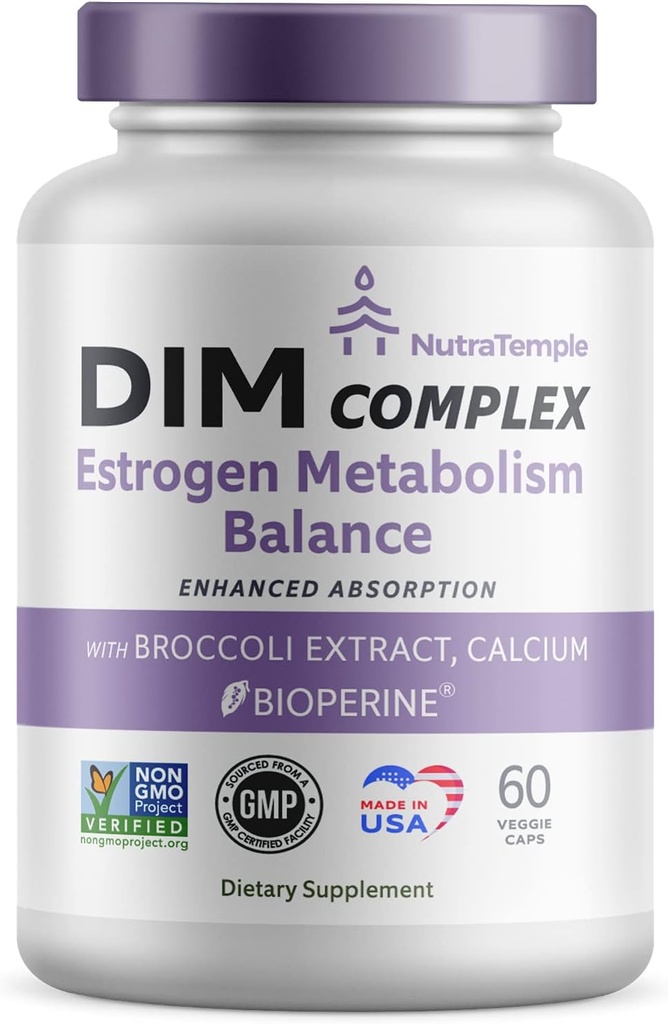 Dim supplement [Forbedret Absorption med Bioperine, Brocolli, Calcium] Diindolylmethan Hormonal balance for kvinder & mænd, østrogen Metabolisme, menopause support & stress Relief piller