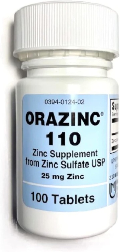 Mericon Industries Orazinc 25mg Zinktillæg 124; Zinktilskud til hormonregulering, sundhed (100 Zinktabletter)