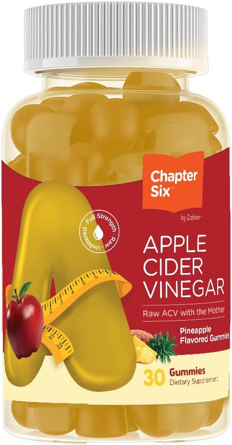Zahler - Apple Cider Vinegar Gummies - Kosher & Lækker ACV Gummies for kvinder & mænd - Detox Support & Cleanse - Gut Sundhed & Metabolisme Support - 30 Pineapple Smagede Gummies