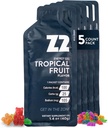 Z2 Tropical Fruit Energy Gel Performance - 25g Carb, 105mg Natrium, Elektrolyter, Pre & Under træning, Øger udholdenhed til løb, cykling, cykling og sport - 5-greve Pack
