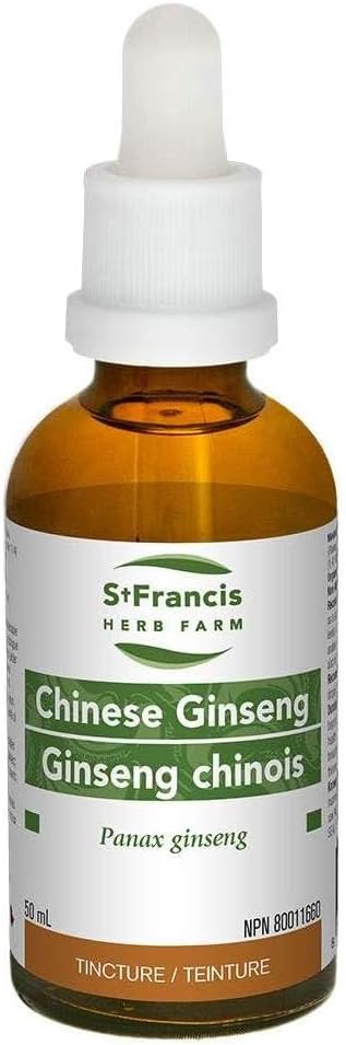 St Francis Herb Farm - kinesisk Ginseng (Panax ginseng, rod) Certificeret Organic Herbal Tincture Extract - traditionelt anvendes i urtemedicin som en støttende terapi for fremme af sund