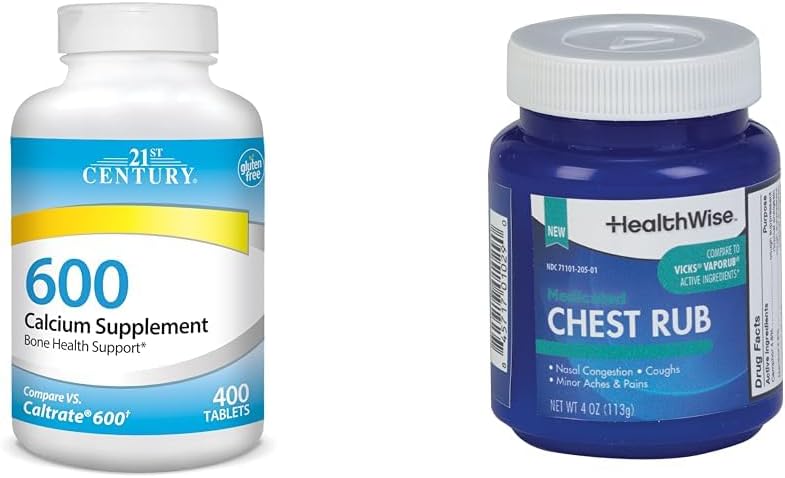 21. Century Calcium 600 mg tabletter 400 Grev & HealthWise medicated Chest Rub 4oz Host suppressant