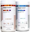 Pakke med 2 stk. 124; Vegansk protein pulver af TASHIE, 20g Pea protein til mænd og kvinder, Non GMO, Zero Sugar, Indeholder probiotisk & HMB (Vanilla & Coconut)