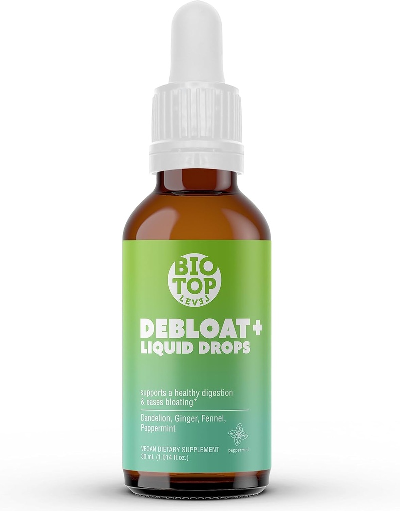 Debloat Organic Liquid Drops for Natural Gas & Bloating Relief, Understøtter fordøjelse & Gut Sundhed med Mælkebøtte, Ginger, Fennel, Pebermynte, Sugar- Free 1.0 Fl Oz.