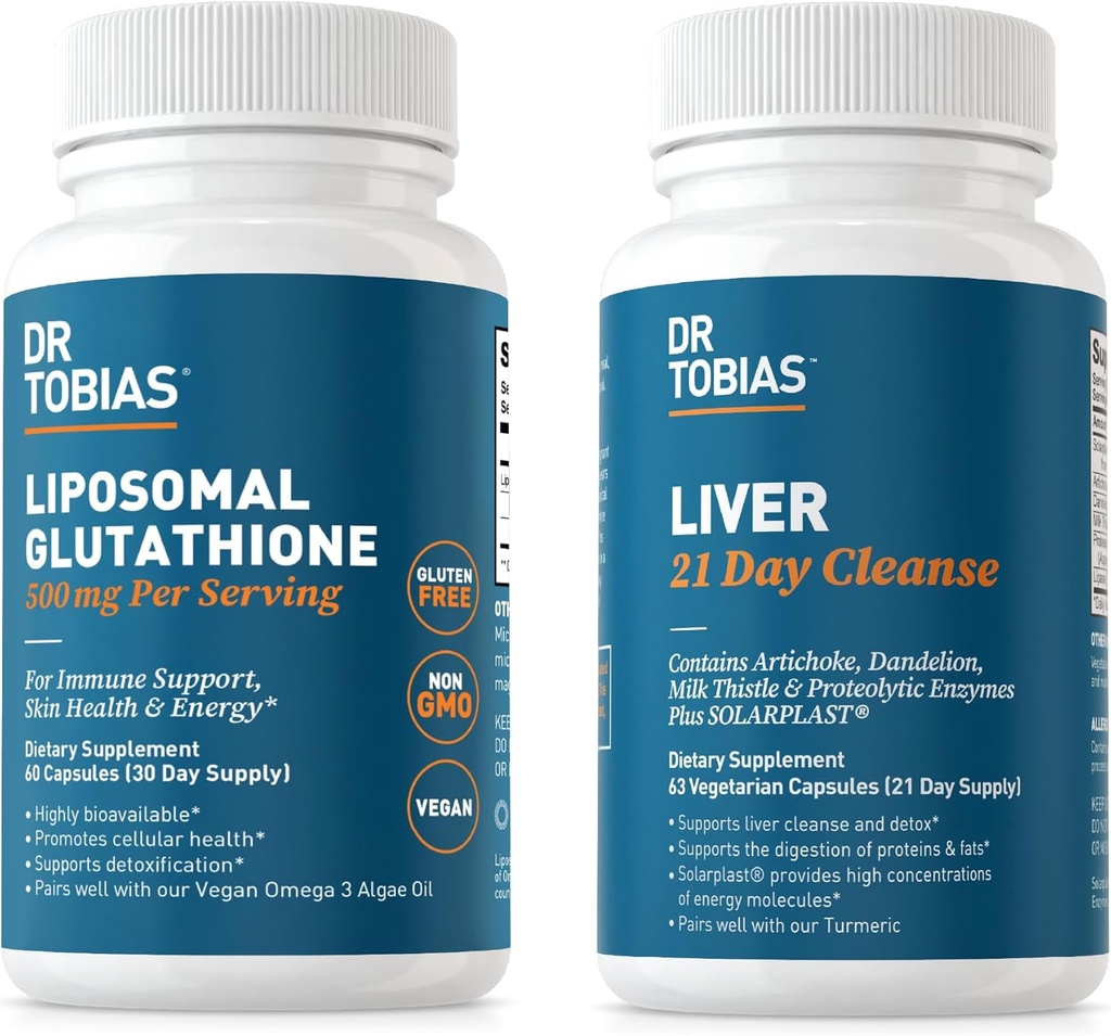 Dr. Tobias Lever 21 Day Cleanse og Liposomal Glutathione - Understøtter lever Detox, immunfunktion, og energi niveauer - Vegan, ikke-GMO