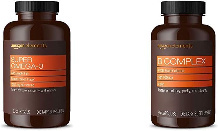 Elementer Super Omega-3 (120 Greve) og Elementer B Complex (65 Kapsler)