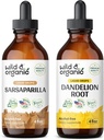 Wild & Organic Sarsaparilla Tinktur 4 fl oz & Mælkebøtte Root Tinktur 4 fl oz