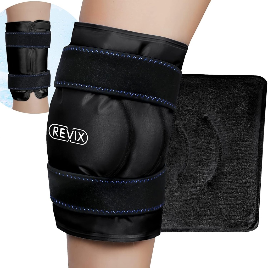 REVIX XL Ice Pack til Knee Erstatning Inddrivelse, Ice Wrap med kold kompression for ubehag og træthed, Gel Cold Pack Wrap omkring hele knæ, Fremme fleksibilitet og mobilitet