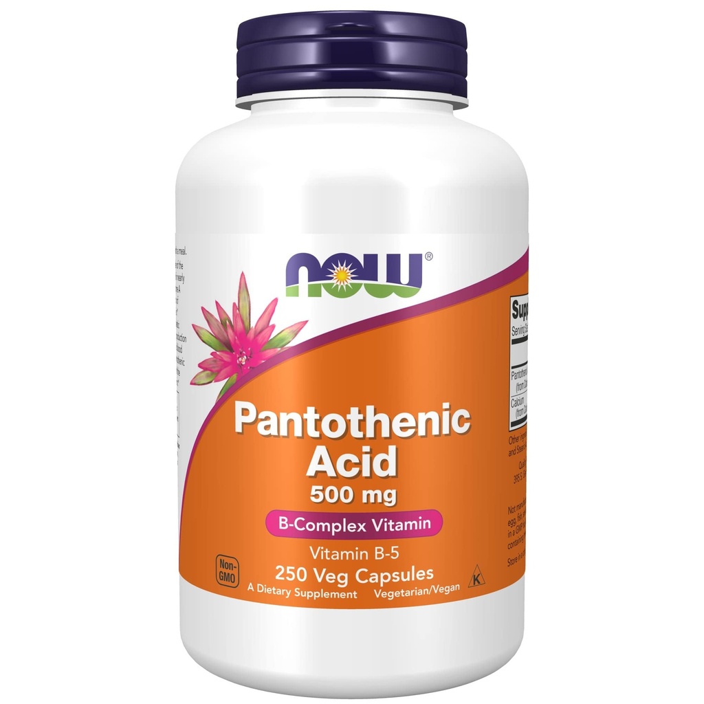 Now Foods Supplements, Pantothensyre (vitamin B- 5) 500 mg, B- Complex Vitamin, 250 kapsler