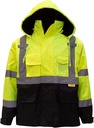 Troy Sikkerhed Mænd Ansi klasse 3 Høj sigtbarhed Sikkerhed Bomber jakke med lynlås, PVC lomme, sort bund, Qty 1 (Medium, Lime Green)